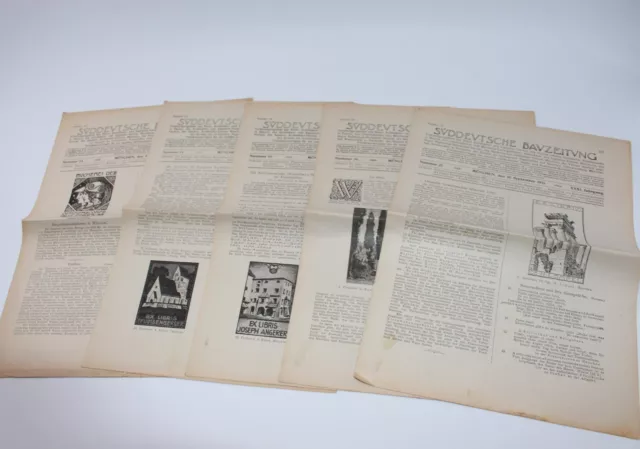 5 Ausgaben, Süddeutsche Bauzeitung 1920/21, Nr. 23,24,25,36,37  #H297