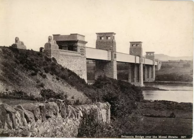 Royaume-Uni, Britannia bridge over the Menai Straits  Vintage albumen print,