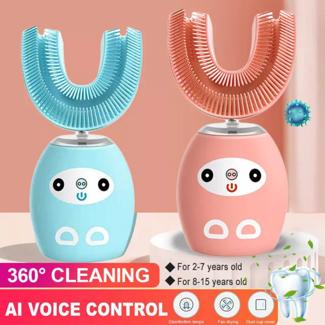 Kids U-shaped Electric Toothbrush 360° Automatic Teeth Cleaner USB Charging New