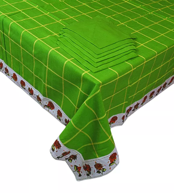 Tovaglia Copritavola per 12 posti con tovaglioli cotone copri tavolo verde