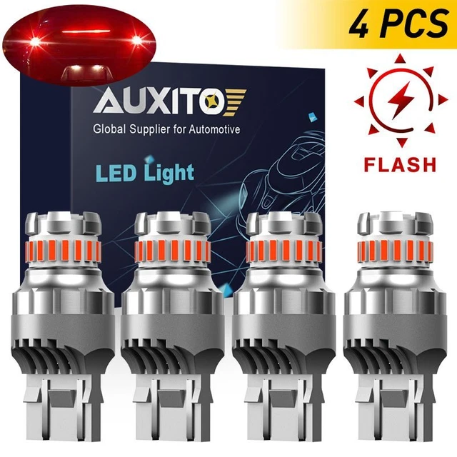 4x Red Flash Strobe 7440 7443 7444 LED Brake Stop Light Bulb for Ford GMC Bright