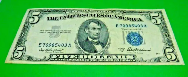 Us - Five Dollar 1953A Silver Certificate Uncirculated (Blue Seal)