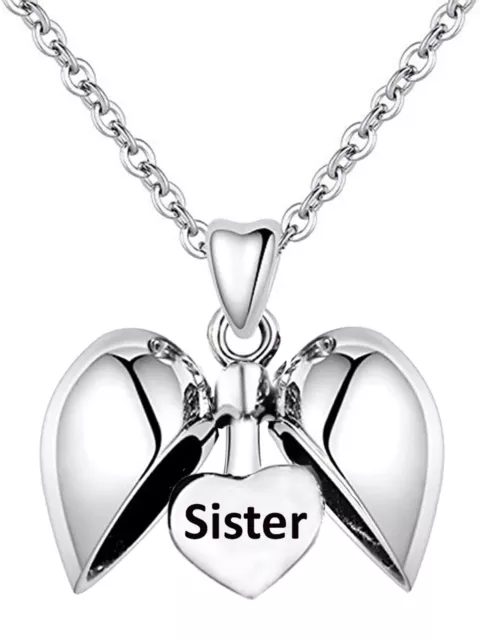 Sterling Silver 'Sister' Heart Pendant & Necklace  Gifts for Her Women Girls Sis