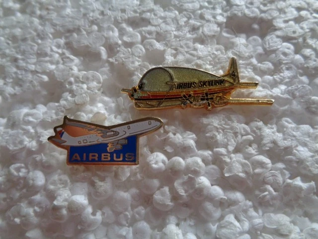 Job lot of 2 Air Bus aeroplane shaped metal lapel pins