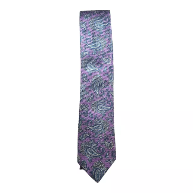 David Donahue Silver Medallion Print 100% Silk Tie