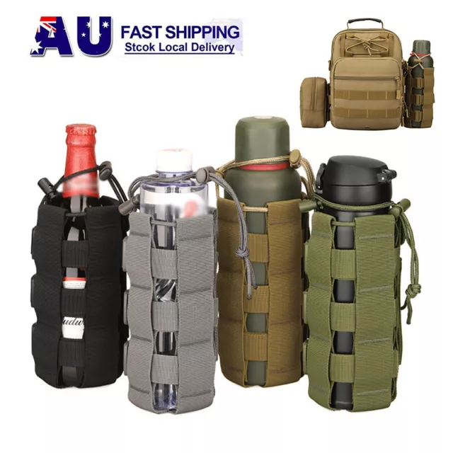 Molle Bag Tactical Water Bottle Pouch Militarys Travel Hiking Kettle Carrier Bag