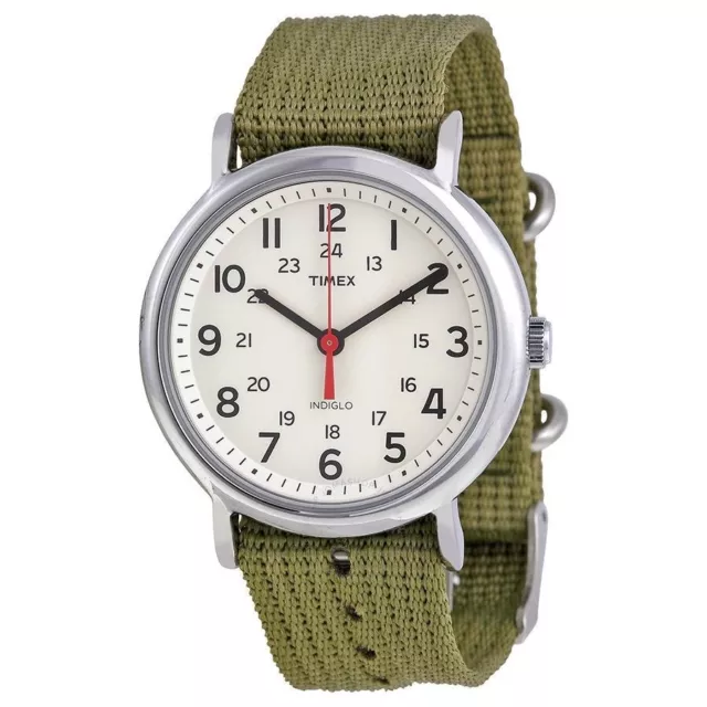 Timex T2N651, Men's Weekender Olive Fabric Watch, Indiglo, 38MM Case