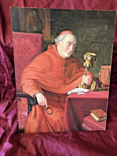 Il Vescovo Collezionista Bellissimo Dipinto Ad Olio Prima Meta' Secolo Scorso