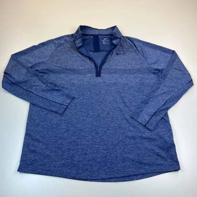 Nike Seamless Statement 1/4 Zip Pullover Shirt Mens Extra Large XL Blue Golf