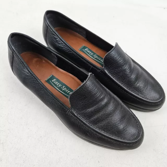 Easy Spirit Shoes Abide Womens 7 Black Loafer Slip On Leather Business Casual