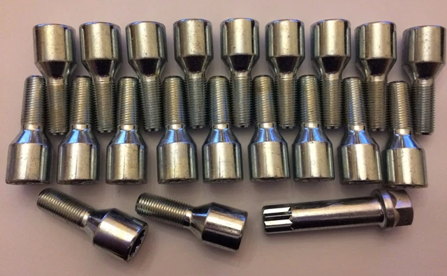 16 X M14X1.5 SILVER 60° ALLOY WHEEL BOLTS 40mm THREAD FOR MERCEDES E