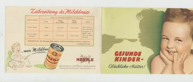 Faltblatt Gesunde Kinder - glückliche Mütter Nestle AG Kindernahrung 1954 Baby