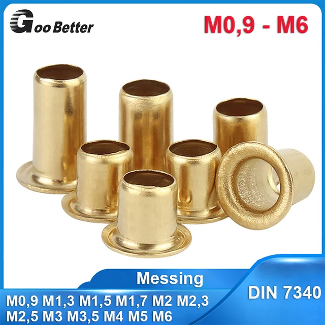 Rivetti cavi ottone rivetti tubi DIN 7340 M0.9/1,3/1,5/1,7/2/2,3/2,5/3,5/4/5/6