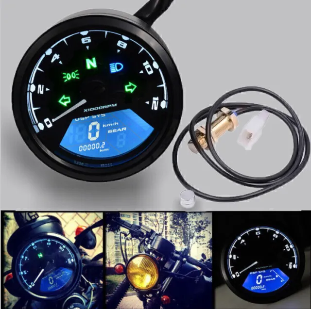 LCD Digitalanzeige LED Motorrad Tachometer Kilometerzähler Motor 12000 RPM  B8X7
