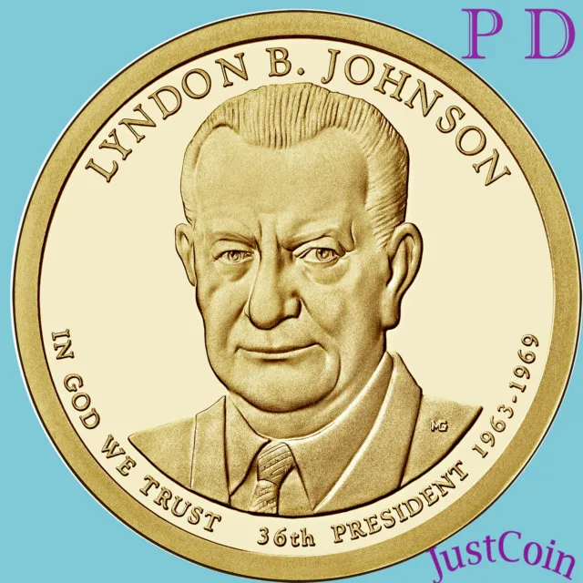 2015 P&D Set Lyndon B. Johnson Presidential Dollars From Mint Rolls Uncirculated