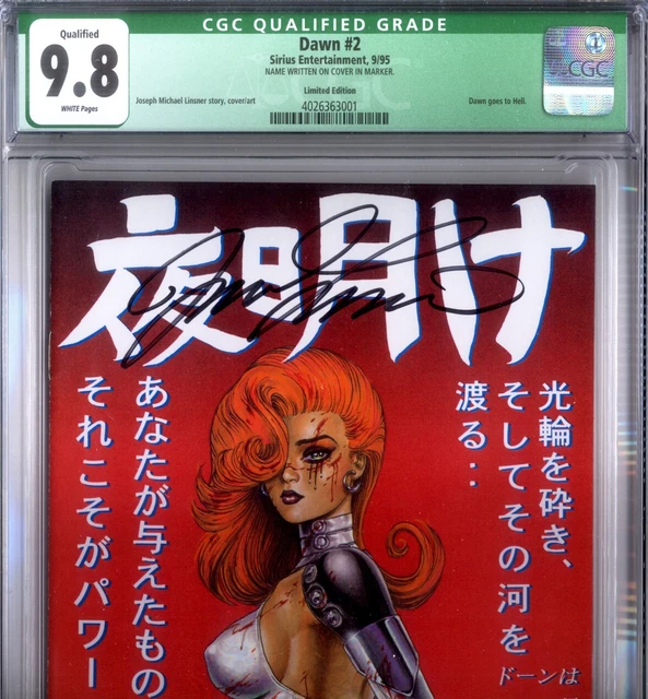PRIMO:  DAWN #2 Limited SIGNED wCOA LINSNER NM/MT 9.8 CGC JML Cry For CFD Sirius
