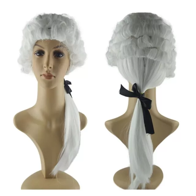 Washington Lawyer Curly Colonial Wigs Costume Powdered Cosplay Wigs