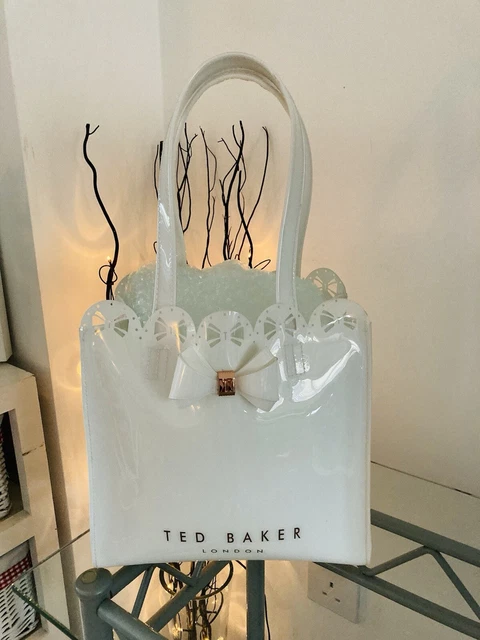 TED BAKER SMALL WHITE Tote Bag Shiny PVC Shopper Accessories Bag. Pretty Design 3.20 PicClick UK