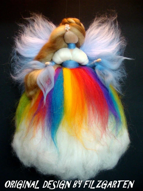 *FILZGARTEN* REGENBOGEN-FEE ELFE Jahreszeitentisch DEKO Waldorf MÄRCHENWOLLE