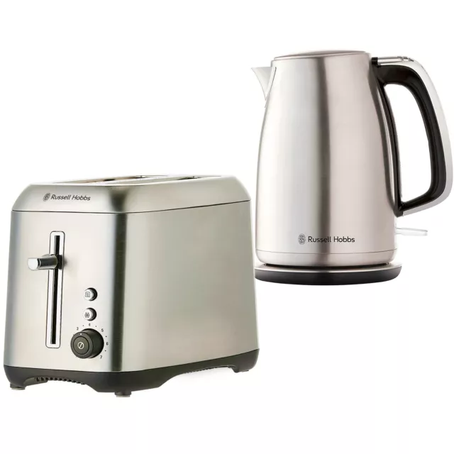 Russell Hobbs Stainless Steel 1.7L Kettle 2200W & 2 Slice Toaster Combo Kit Set