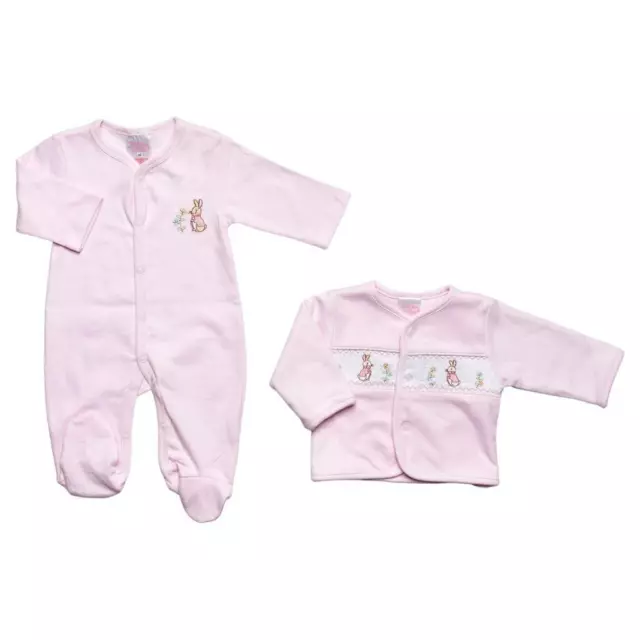 Baby Girls  ~ Spanish Romany Style  ~ Rabbit Sleepsuit & Jacket Set Pink 0-3-6Ms 2