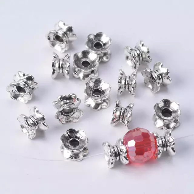 50pcs 8x5mm Tibetan Silver Antique Metal Loose Spacer Beads Caps lot DIY Jewelry