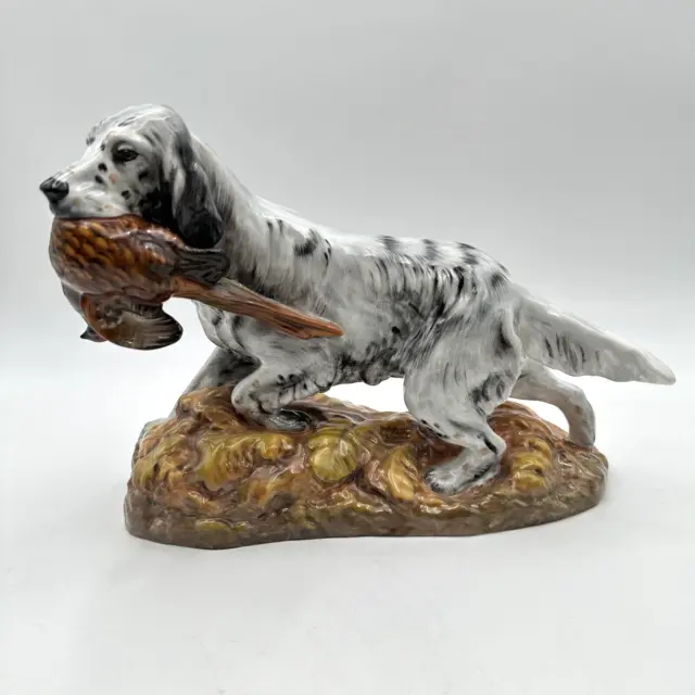 Large Royal Doulton Bone China Figurine English Setter Dog With Pheasant HN2529