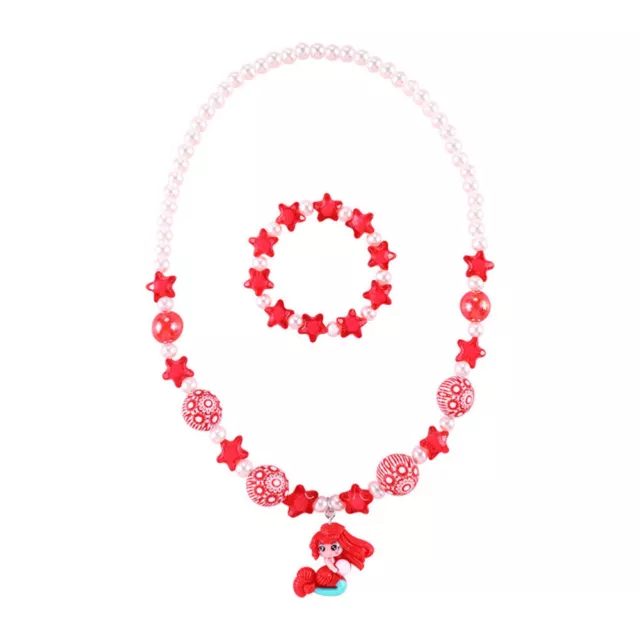 Armband Halskette Perlen Set Kinder (rot)