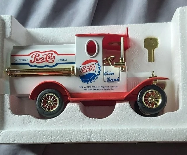 Collectible Pepsi Cola "100 year" Coin Bank Red/White Truck Diecast W/Key. NIB.