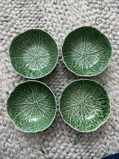 4 Bordallo Pinheiro San Raphael Portugal Green Cabbage Leaf Small Bowl 4.75”