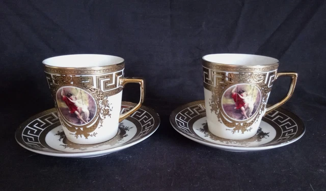 Ensemble De 2 Tasses à Café Queen Isabell 300ml - Porcelaine, Motif Chat Et Coeurs, Coffret Cadeau