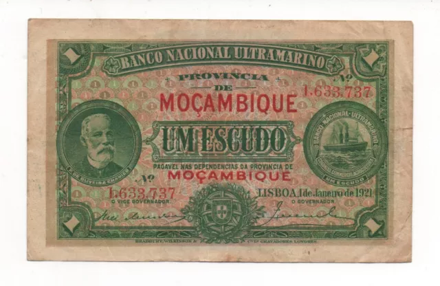 Mozambique Portugal 1 Escudo 1921 Pick 66 Look Scans