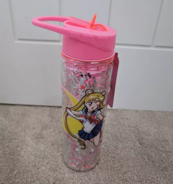 Sailor Moon Usagi Pink Glitter 500ml Water Bottle Bioworld Primark New Free P&P