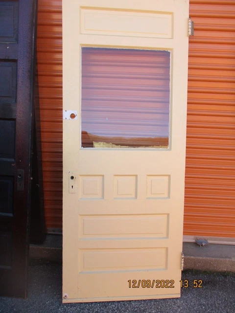 Exterior Wood Door Large  Pane Wavy Glass 2 Panels  32 X 80  We Ship 3