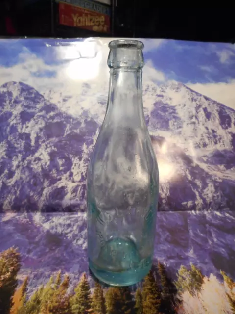 H.c. Larson Bottling Co Iron River Mich Blue Green Glass Bottle 12Oz Mold Blown