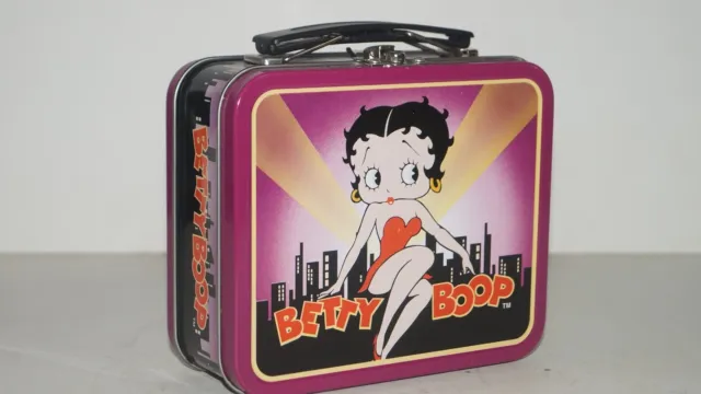 1997 Betty Boop Metal Tin Hinged Lunch Box Lunchbox King Features Syndicate -NEW
