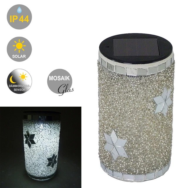 LED Solarwindlicht Mosaikglas Lampe & Windlicht Teelichthalter Dekoleuchte Lampe