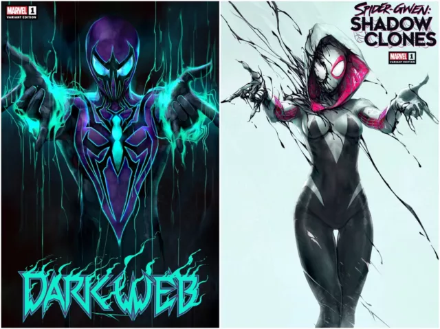 Dark Web + Spider Gwen Shadow Clones 1 Variant Set Ltd W/ Coa Spider-Man Hot Nm
