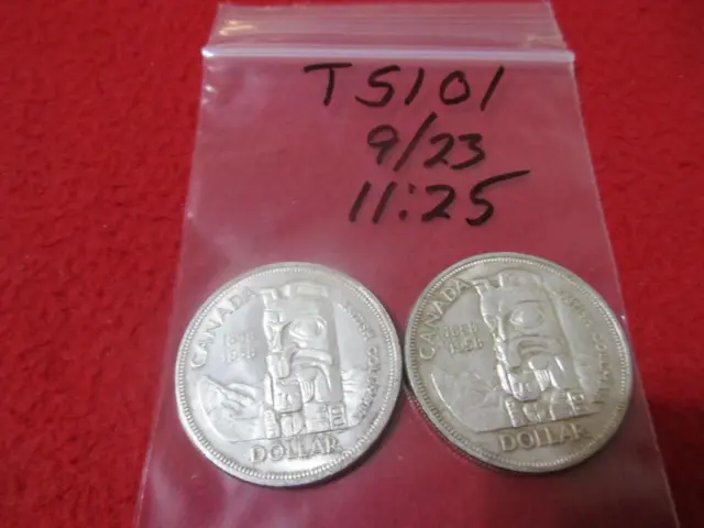 1858-1958 Canada 2/TWO High Grade Silver British Columbia Dollars         #T5101