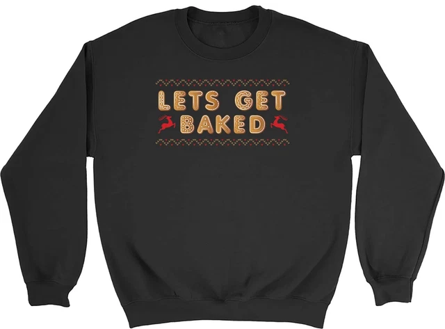 Felpa Maglione Let's Get Baked Christmas Natale Bambini Bambini Ragazzi Ragazze Regalo