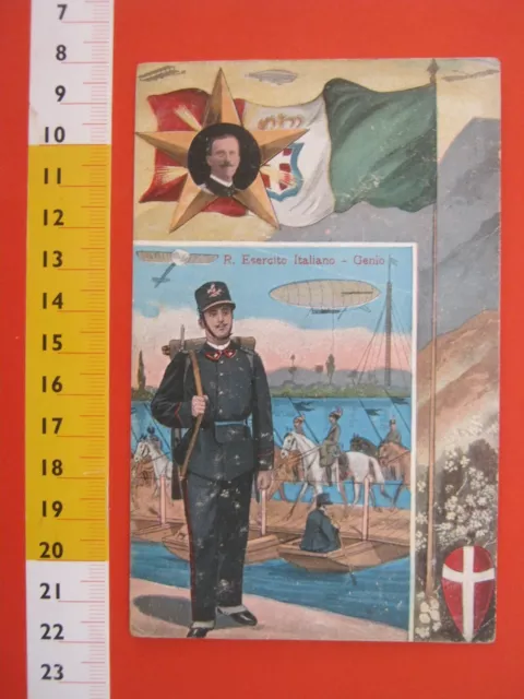 Ca.15 Italia Cartolina Militare 1916 1Ww Esercito Genio Ponte Barche Dirigibile