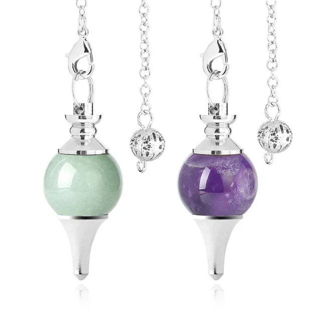 Natural Gemstone Crystal Pendulum Healing Dowsing Chakra Reiki Pendant Necklace 2