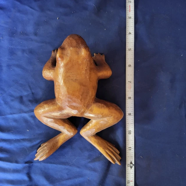 Beautiful Frog Woodcarving Signed By Artist