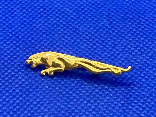 Jaguar Leaping Cat Gold Tone Metal Lapel Pin Badge