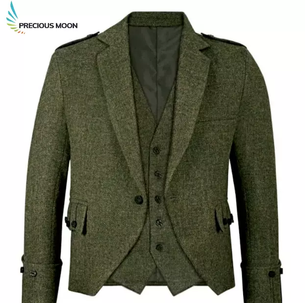 Precious Moon Green Tweed Kilt Jacket with Vest