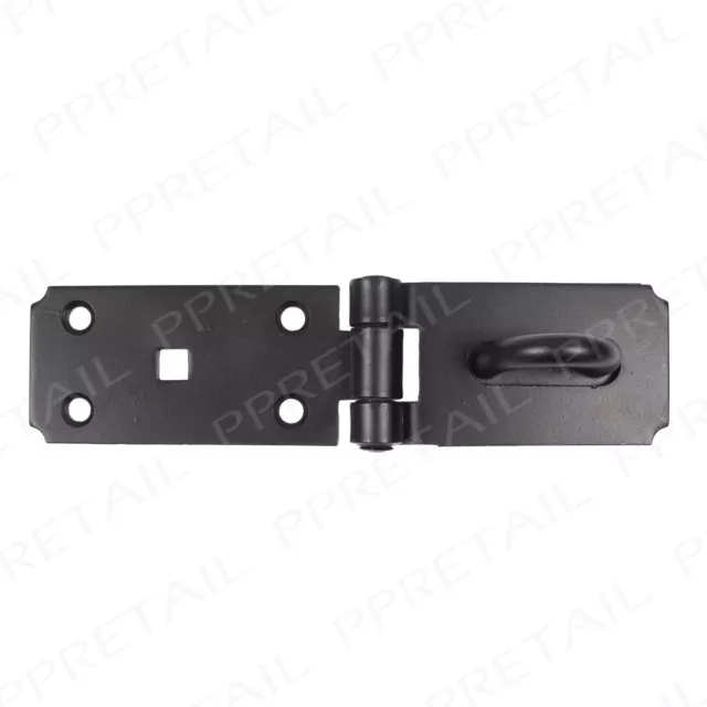 Black Heavy Duty 185mm/7" ~HASP AND STAPLE~ Latch Catch Garage Shed Security