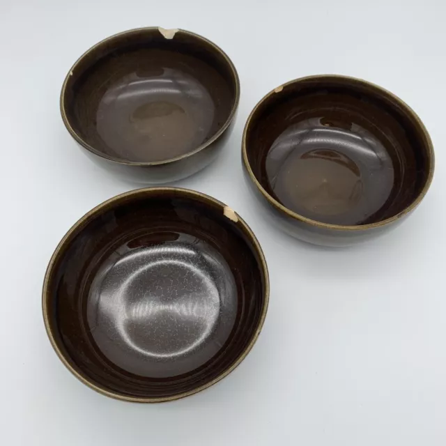 THREE russel Wright Ramekin/childs Bowls Black Chutney **chipped