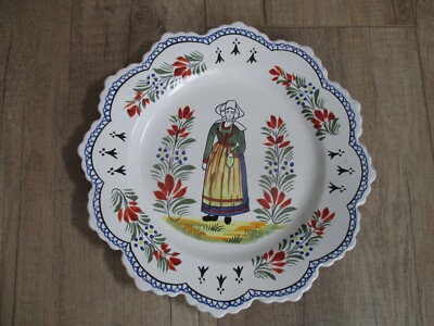 diamètre 24,5cm... HENRIOT QUIMPER "Breton de profil" Assiette décorative 