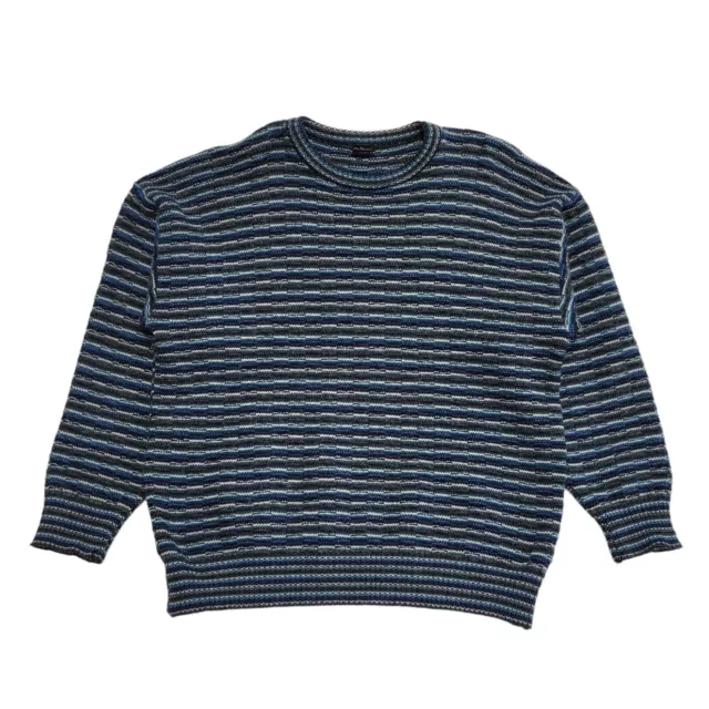 Confezion Vintage 80's Blue,White Back Striped Long Sleeve Jumper Mens UK XL