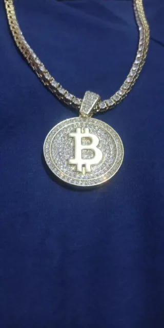 Bitcoin - Halskette, Silber, Medaillon, Bitcoin - Anhänger, Accessoires